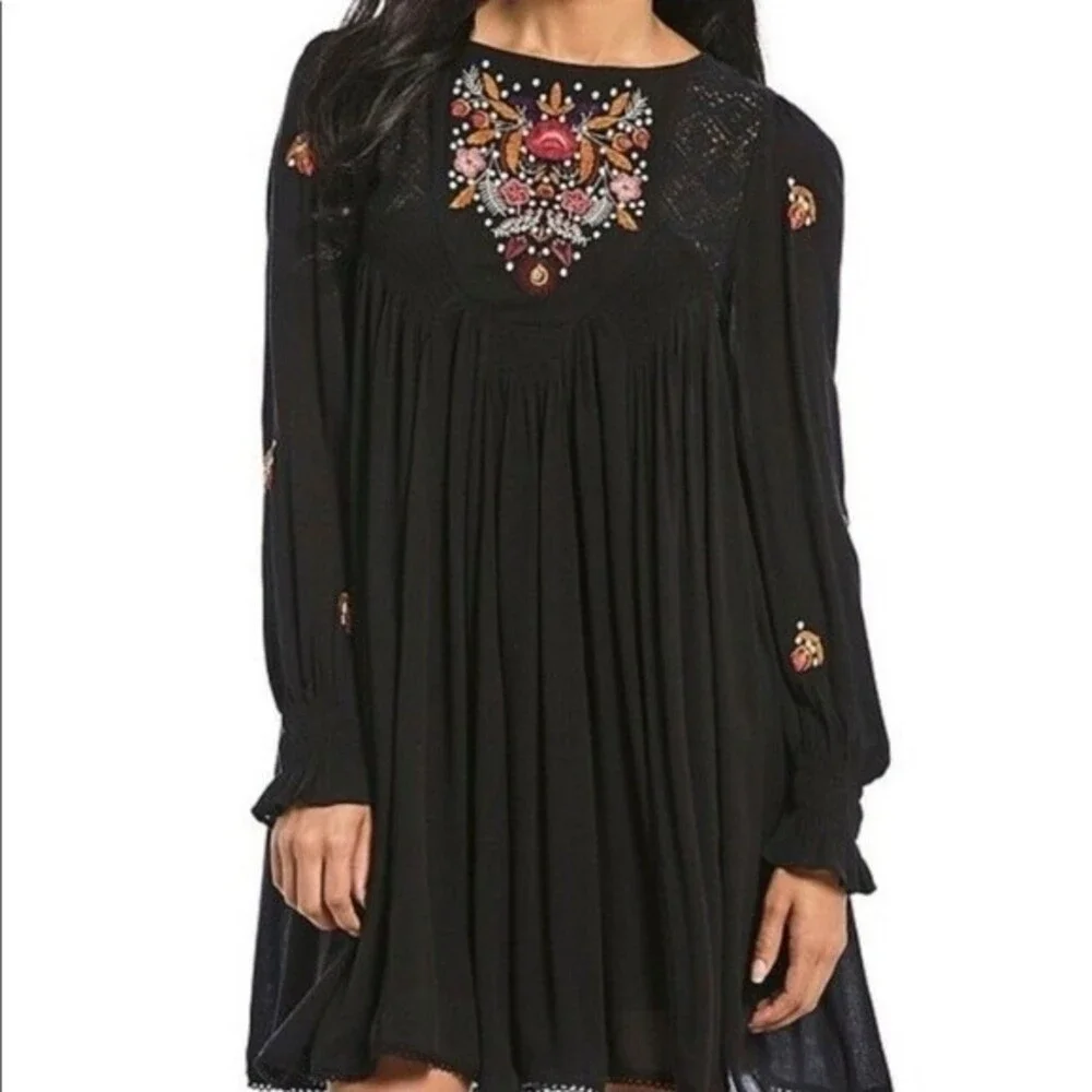 Free People Mohave Embroidered Mini Dress Size S